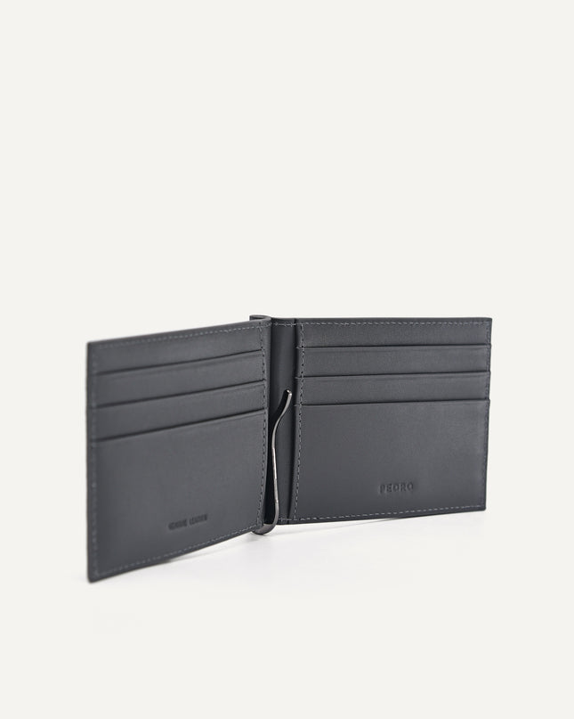 Leather Bi-Fold Card Holder with Money Clip