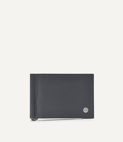 Leather Bi-Fold Card Holder with Money Clip