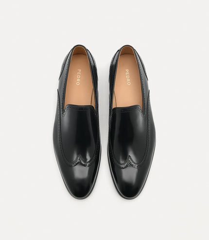 Steve Leather "Brogue" Loafer - Black