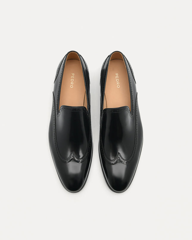 Steve Leather "Brogue" Loafer - Black