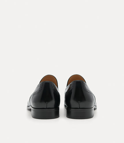 Steve Leather "Brogue" Loafer - Black