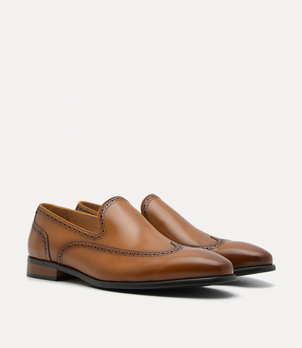 Steve Leather "Brogue" Loafer - Camel