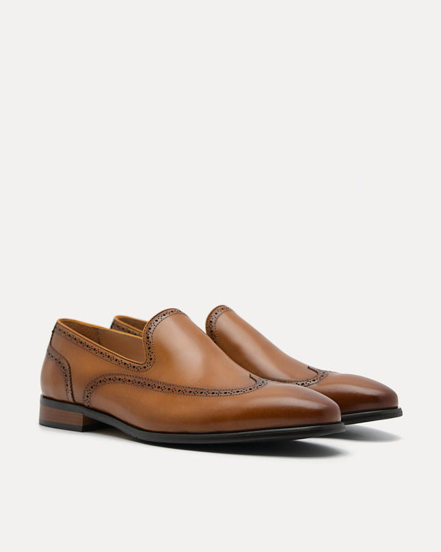 Steve Leather "Brogue" Loafer - Camel