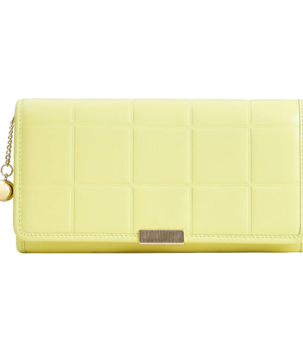 Qulited Long Leather Wallet on Chain