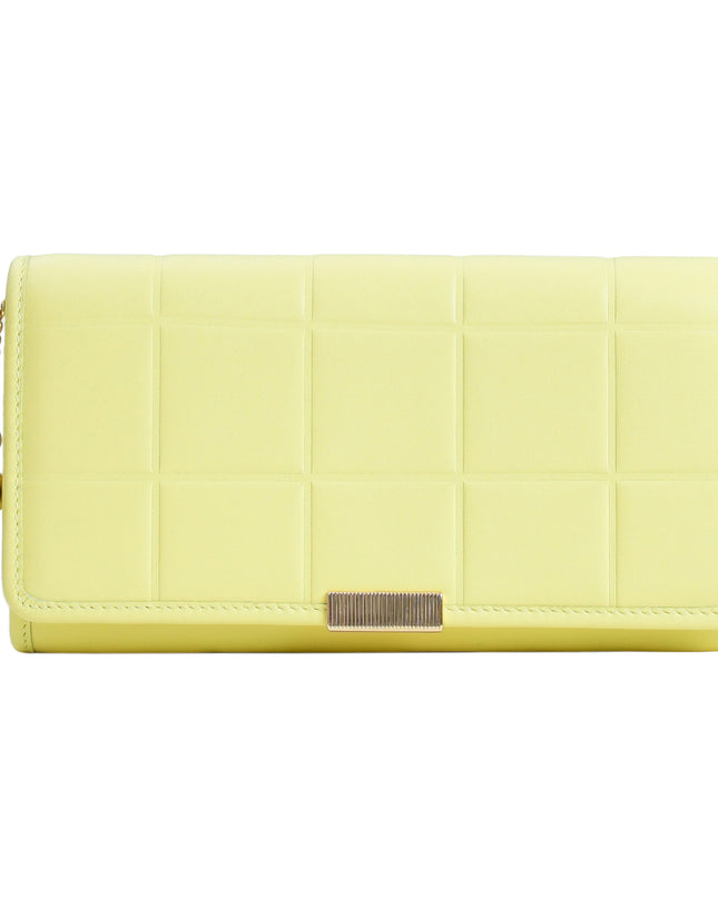 Qulited Long Leather Wallet on Chain