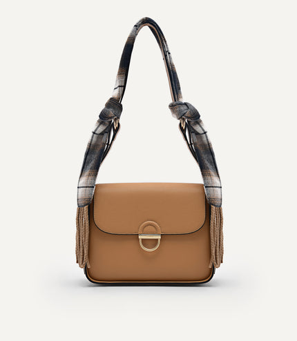 Jean Leather Satchel Bag with Scarf Accessory