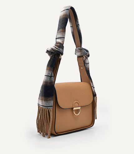 Jean Leather Satchel Bag with Scarf Accessory