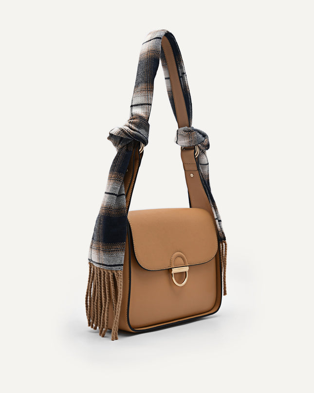 Jean Leather Satchel Bag with Scarf Accessory