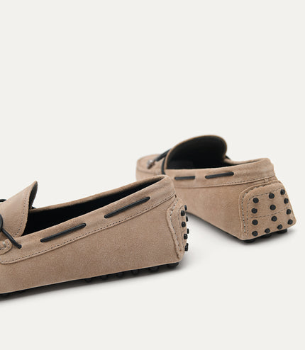 Suede Moccasins with Metal-dipped Laces
