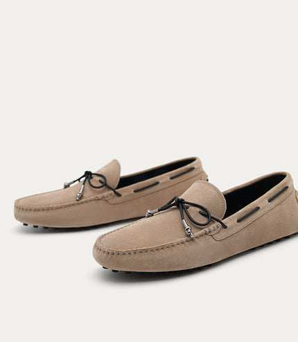 Suede Moccasins with Metal-dipped Laces