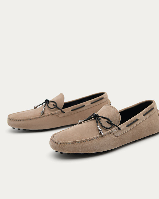 Suede Moccasins with Metal-dipped Laces
