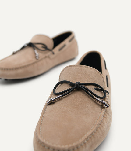 Suede Moccasins with Metal-dipped Laces