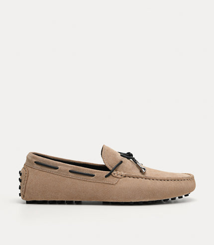 Suede Moccasins with Metal-dipped Laces