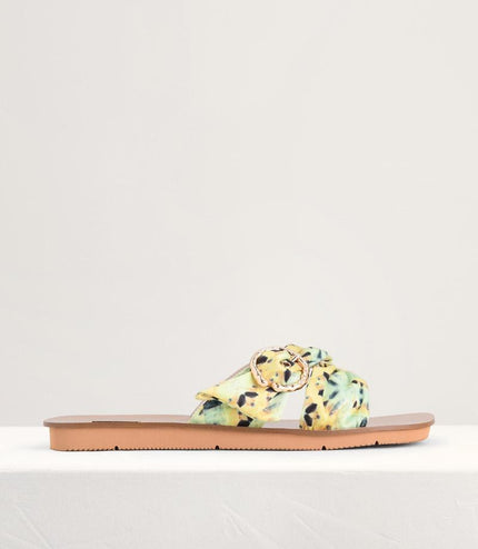 Suede-Trimmed Cross Sandals
