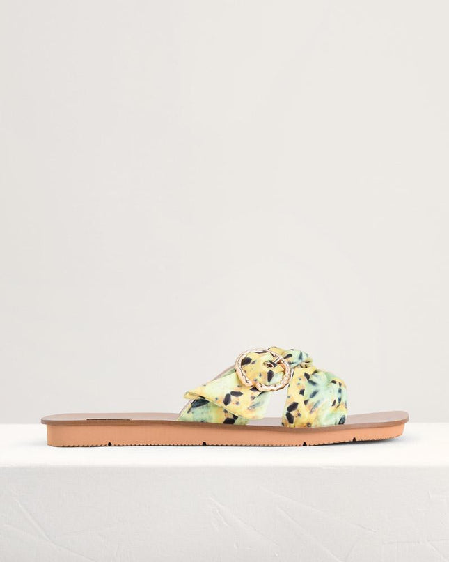 Suede-Trimmed Cross Sandals