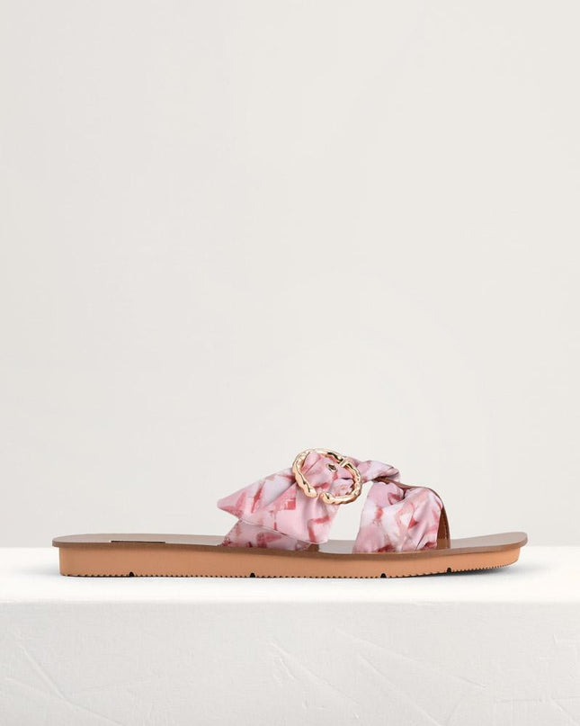 Suede-Trimmed Cross Sandals