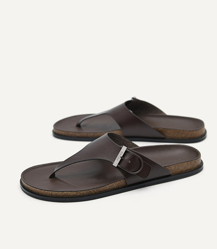 Synthetic Leather Thong Sandals