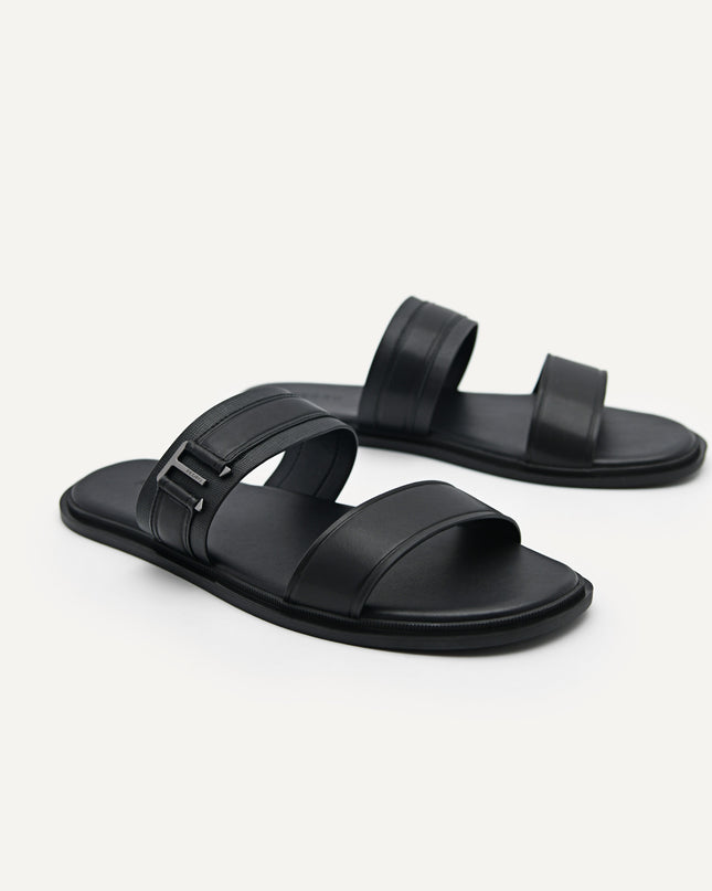 Backless Synthetic Leather Dress Sandals - Black