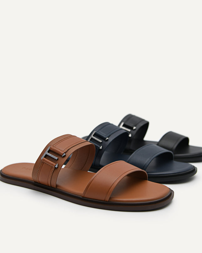 Backless Synthetic Leather Dress Sandals - Cognac