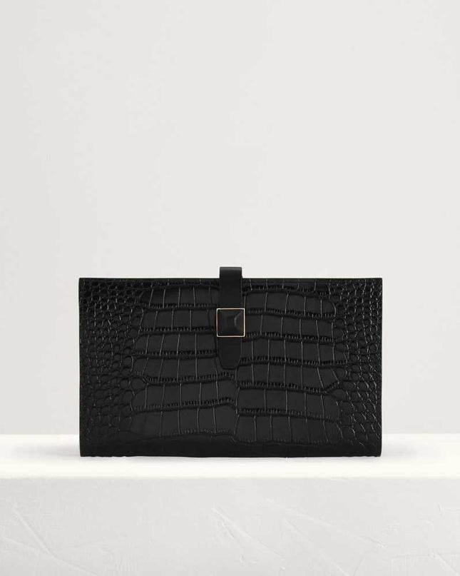Croc-Effect Leather Travel Organizer