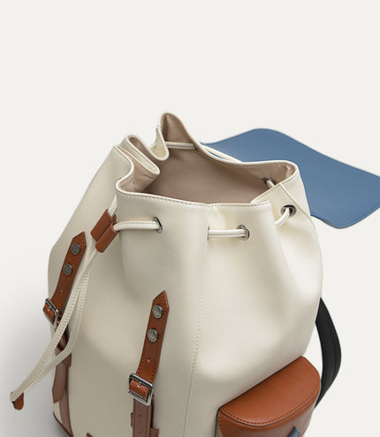 Multi Compartment Backpack with Synthetic Leather Lining