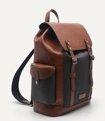 Multi Compartment Backpack with Synthetic Leather Lining