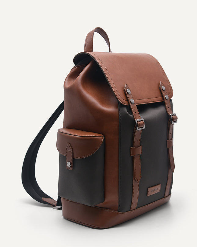 Multi Compartment Backpack with Synthetic Leather Lining