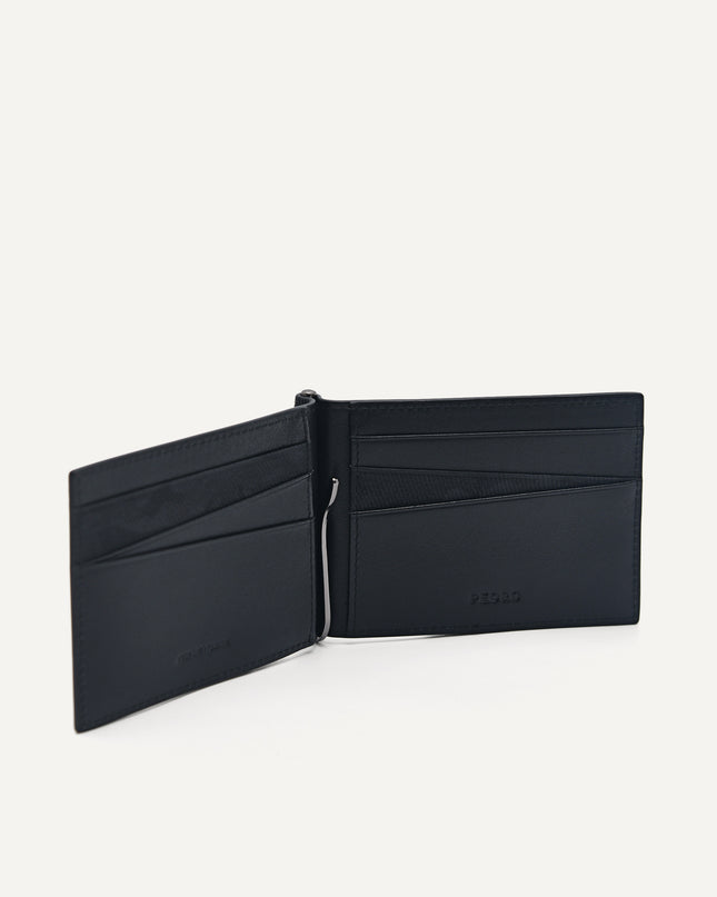 Leather Bi-Fold Card Holder with Money Clip