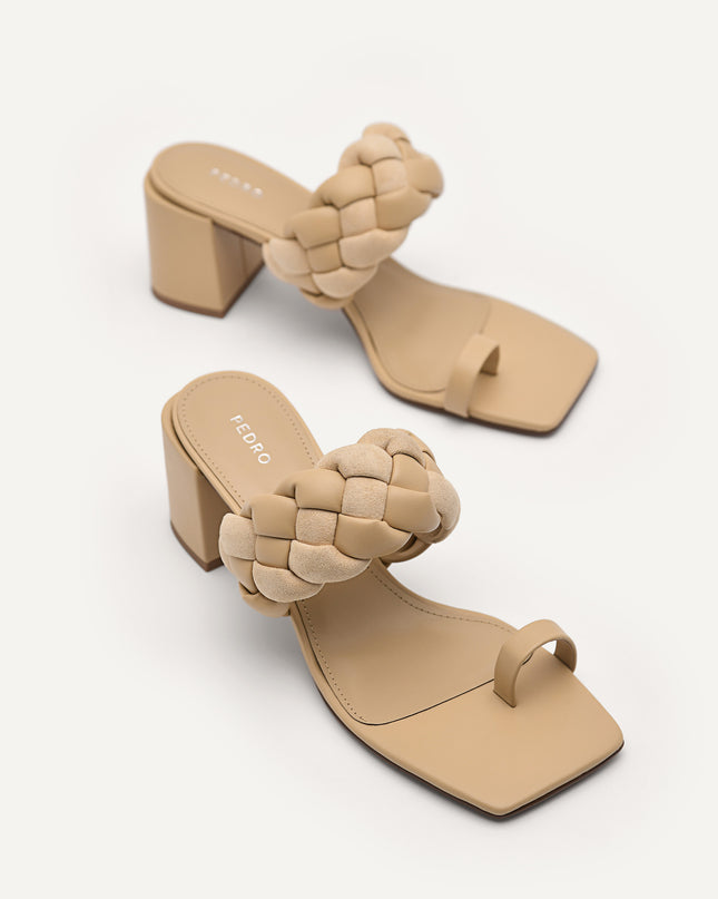 Plait Heeled Sandals - Sand
