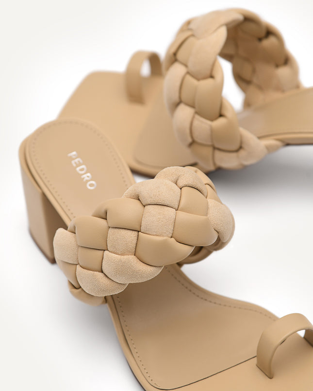Plait Heeled Sandals - Sand