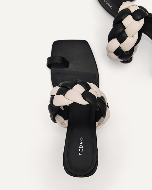 Plait Heeled Sandals - Black
