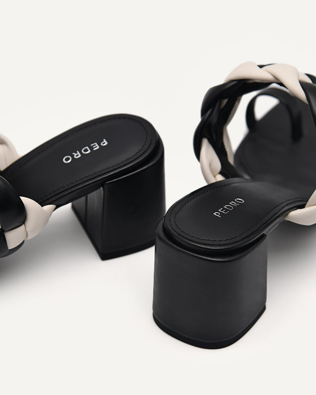 Plait Heeled Sandals - Black