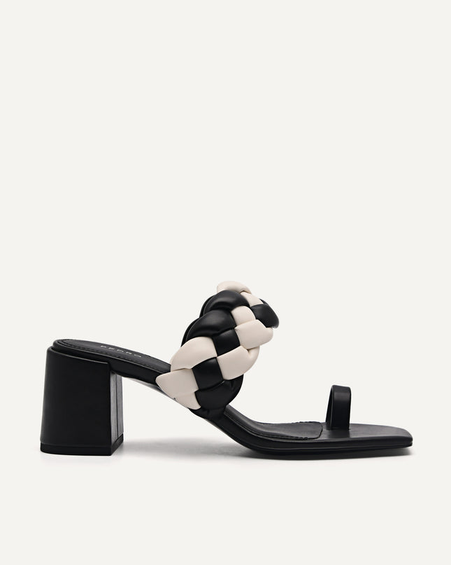 Plait Heeled Sandals - Black
