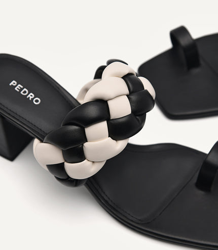 Plait Heeled Sandals - Black
