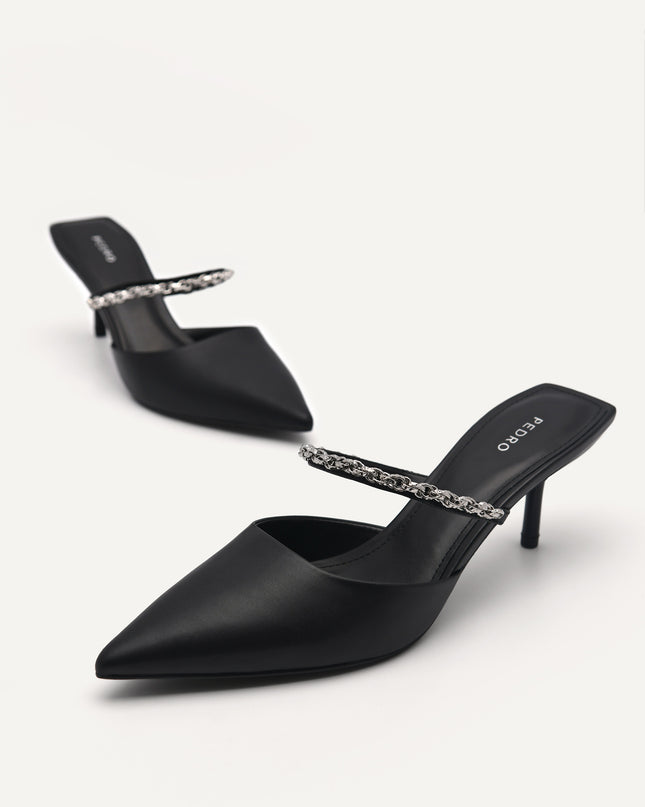 Leather Sistrah Mules - Black