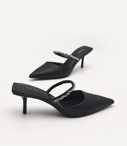 Leather Sistrah Mules - Black