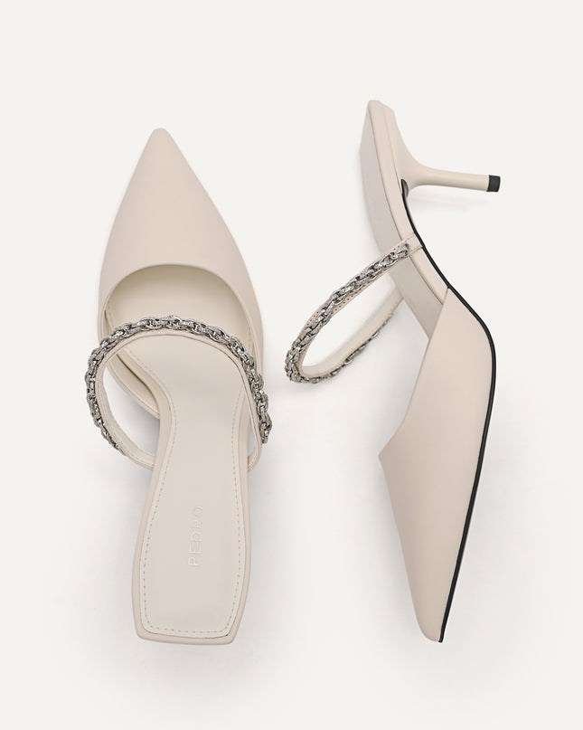 Leather Sistrah Mules - Chalk