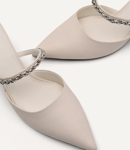 Leather Sistrah Mules - Chalk