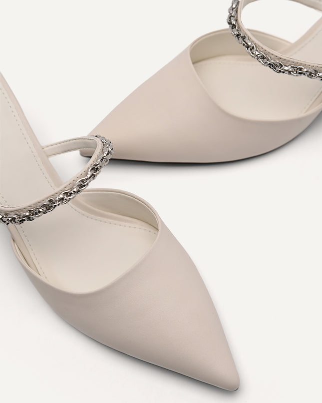 Leather Sistrah Mules - Chalk