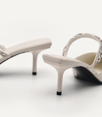 Leather Sistrah Mules - Chalk