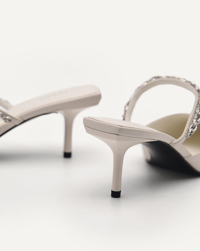 Leather Sistrah Mules - Chalk