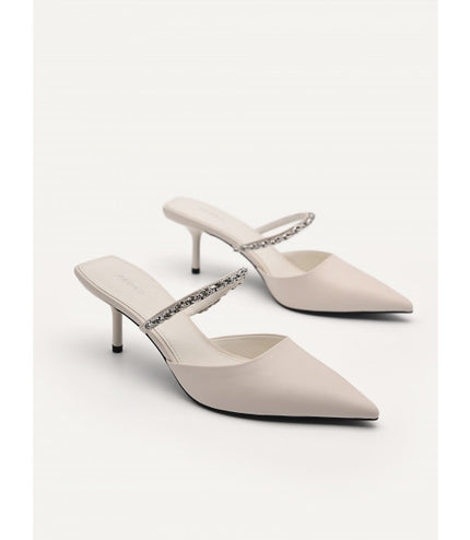 Leather Sistrah Mules - Chalk