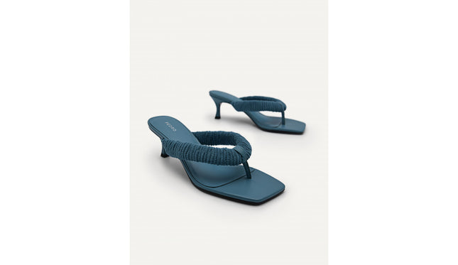 Veranda Heeled Thongs - Turquoise