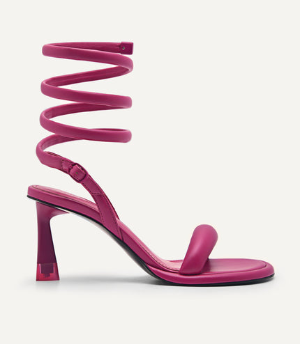 Terrazo Heels with Detachable Coil Strap - Berry