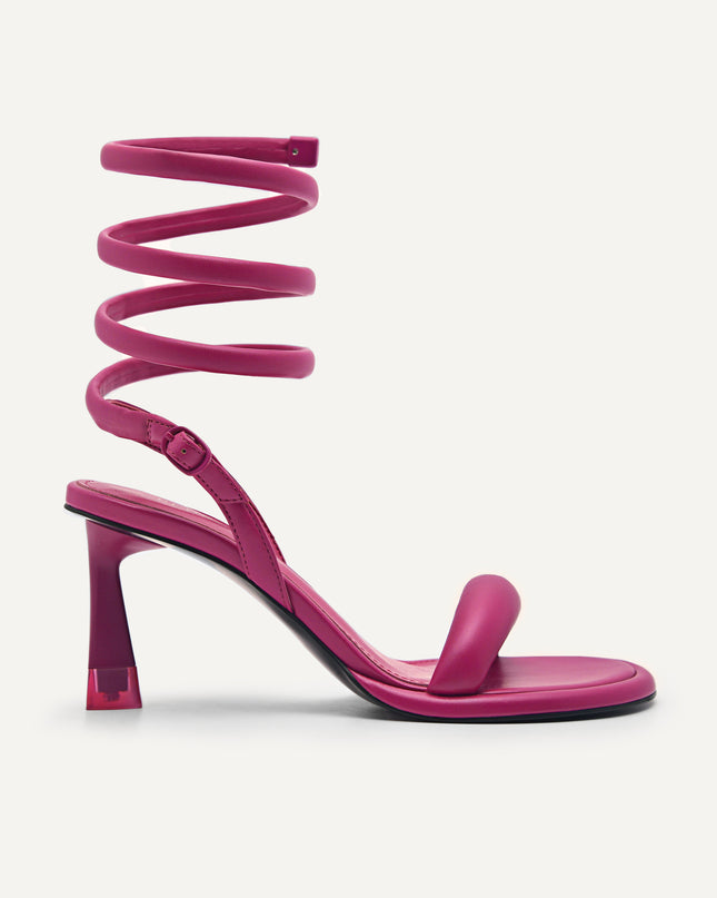 Terrazo Heels with Detachable Coil Strap - Berry