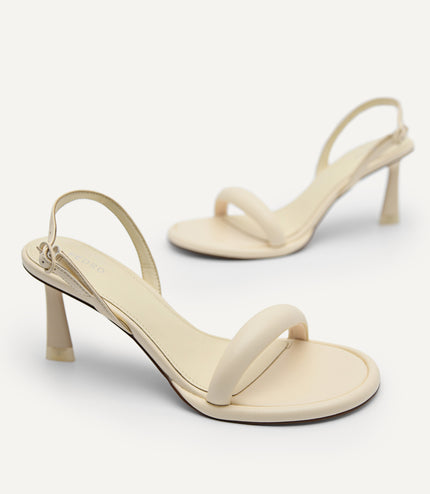 Terrazo Heels with Detachable Coil Strap - Beige