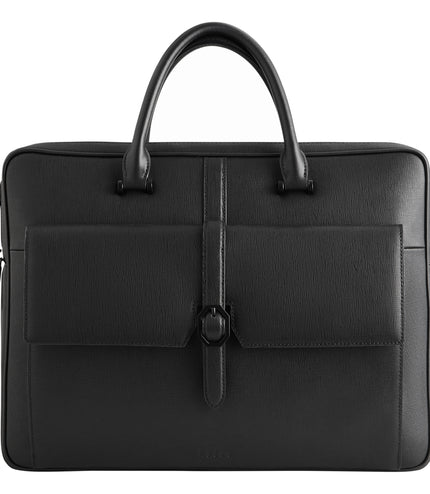 Leather Briefcase with Buckle Detail