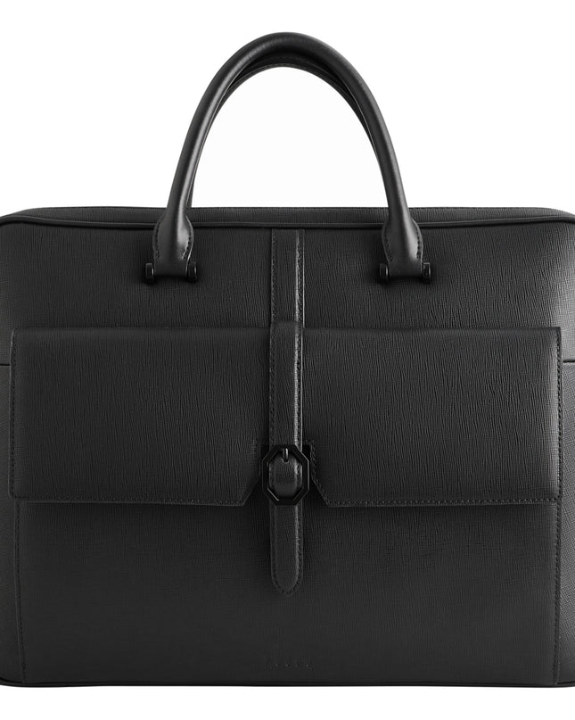 Leather Briefcase with Buckle Detail