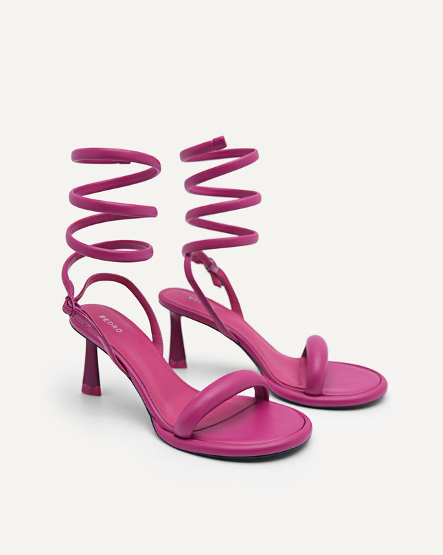 Terrazo Heels with Detachable Coil Strap - Berry