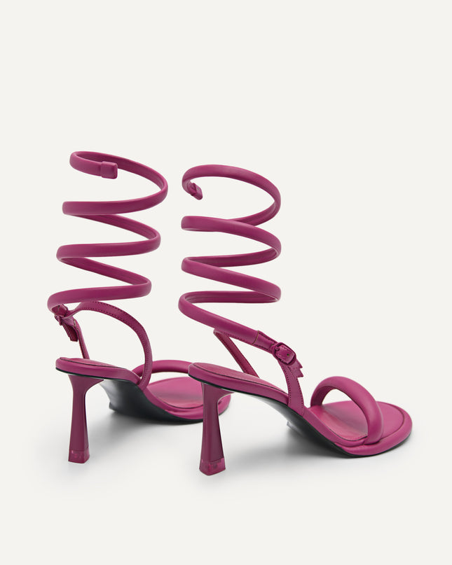 Terrazo Heels with Detachable Coil Strap - Berry